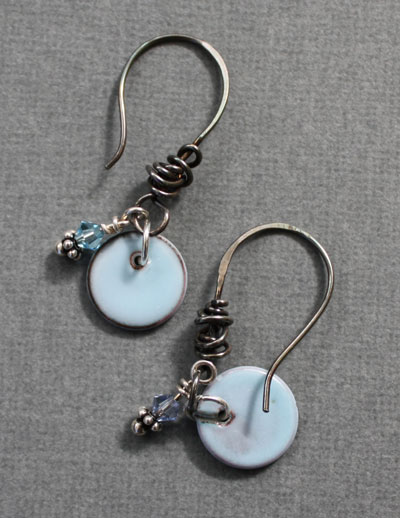 Hot Dipped Blue Enamel Earrings